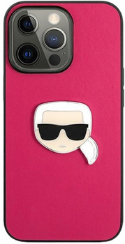 Etui CG Mobile Karl Lagerfeld Leather Ikonik Karl Head Metal do Apple iPhone 13/13 Pro Różowy (3666339028596)