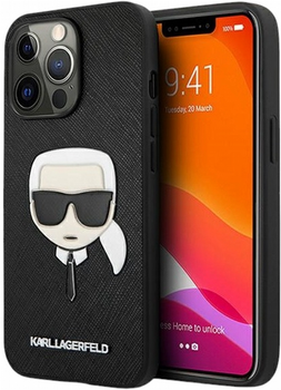 Etui CG Mobile Karl Lagerfeld Saffiano Iconic Karl Head do Apple iPhone 13/13 Pro Czarny (3666339027636)