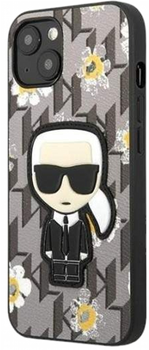 Etui CG Mobile Karl Lagerfeld Flower Iconic Karl do Apple iPhone 13 Szary (3666339049454)
