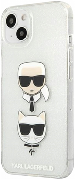 Etui CG Mobile Karl Lagerfeld Glitter Karl&Choupette do Apple iPhone 13 mini Srebrny (3666339028732)