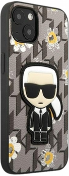 Etui CG Mobile Karl Lagerfeld Flower Iconic Karl do Apple iPhone 13 mini Szary (3666339049447)