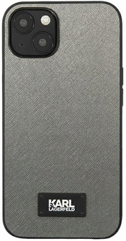 Etui CG Mobile Karl Lagerfeld Saffiano Plaque do Apple iPhone 13 mini Srebrny (3666339048884)