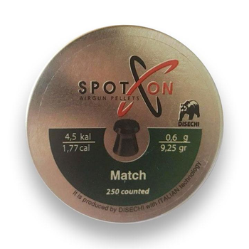 Пули Spoton пневматические Match 4.5 мм 0.6 г 250шт (00-00010308)