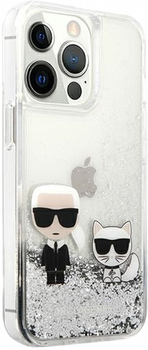 Панель CG Mobile Karl Lagerfeld Liquid Glitter Karl&Choupette для Apple iPhone 13 Pro Max Silver (3666339027360)