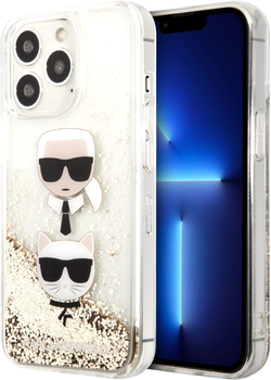 Панель CG Mobile Karl Lagerfeld Liquid Glitter Karl&Choupette Head для Apple iPhone 13 Pro Max Gold (3666339028961)