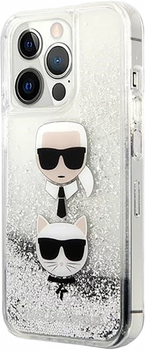 Панель CG Mobile Karl Lagerfeld Liquid Glitter Karl&Choupette Head для Apple iPhone 13 Pro Max Silver (3666339028923)
