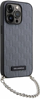 Панель CG Mobile Karl Lagerfeld Saffiano Monogram Chain для Apple iPhone 14 Pro Silver (3666339122928)