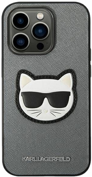 Etui CG Mobile Karl Lagerfeld Saffiano Choupette Head Patch do Apple iPhone 14 Pro Srebrny (3666339077013)