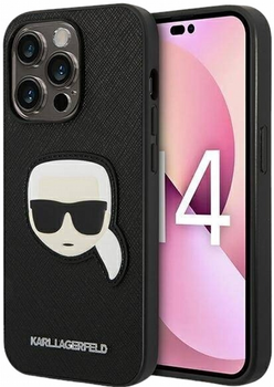 Etui CG Mobile Karl Lagerfeld Saffiano Karl Head Patch do Apple iPhone 14 Pro Czarny (3666339077051)