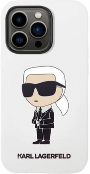 Etui CG Mobile Karl Lagerfeld Silicone Iconic do Apple iPhone 14 Pro Bialy (3666339086626)