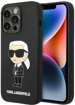 Etui CG Mobile Karl Lagerfeld Silicone Iconic do Apple iPhone 14 Pro Czarny (3666339086589)