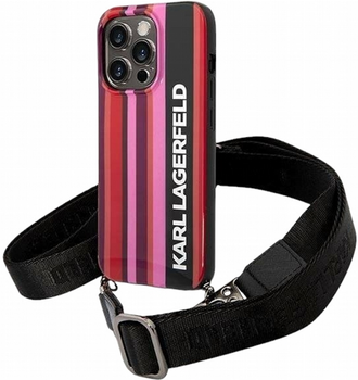 Etui CG Mobile Karl Lagerfeld Color Stripes Strap do Apple iPhone 14 Pro Rozowy (3666339094218)