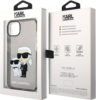 Панель CG Mobile Karl Lagerfeld Glitter Karl&Choupette для Apple iPhone 14 Plus Black (3666339087210)
