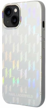 Etui CG Mobile Karl Lagerfeld Monogram Iridescent do Apple iPhone 14 Plus Srebrny (3666339093082)