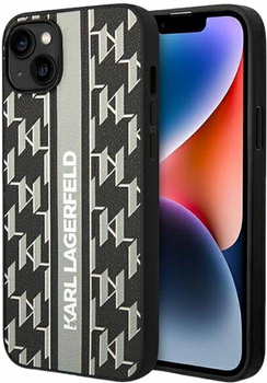 Etui CG Mobile Karl Lagerfeld Monogram Stripe do Apple iPhone 14 Plus Szary (3666339084899)