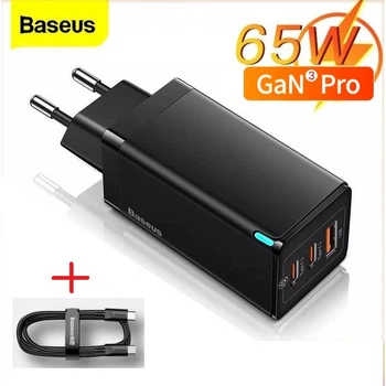 Мережевий зарядний пристрій BASEUS GaN3 Pro Fast Charger 2C+U 65W Black