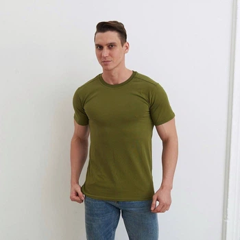 Футболка тактична чоловіча з бавовняного трикотажу, Хакі/Олива 62(5XL) розмір 220013