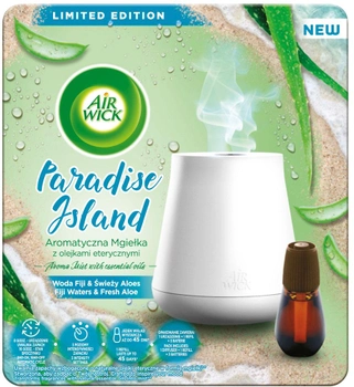 Automatyczny odświeżacz powietrza + wkład Essential Mist Aroma Paradise Island o zapachu wody fiji i świeżego aloesu 20 ml (5908252005451)