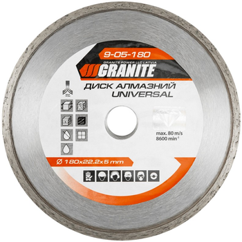 Диск алмазный Granite UNIVERSAL 180х2.4 мм 22-24% 8600 об/мин (9-05-180)