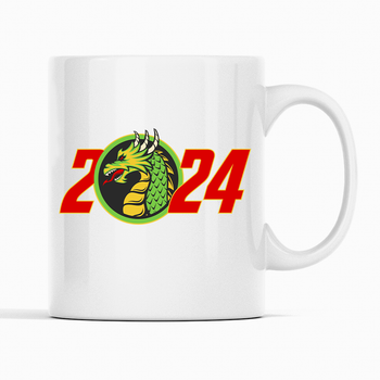 Белая кружка (чашка) с новогодним принтом "Dragon 2024. Дракон 2024. Year of the dragon. Год дракона" Push IT К001449