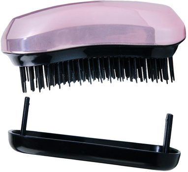 Гребінець Inter Vion Brush & Go компактний для волосся з накладкою Рожево-металевий (5902704150959)