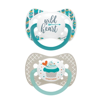 Пустушка силіконова симетрична 0-6м Wild Nature + Cupcake 2 шт Canpol babies Сіра