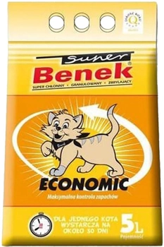 Бентонітовий Економний наповнювач Super Benek для котячого туалету натуральний 5 л (5905397012696)