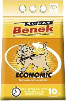 Бентонітовий Економний наповнювач Super Benek для котячого туалету натуральний 10 л (5905397013709)