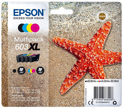 Zestaw tuszy Epson 603XL Multipack Cyan/Magenta/Yellow/Black (8715946668208)