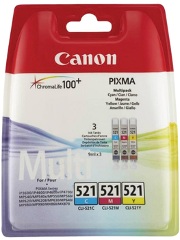 Zestaw tuszy Canon CLI-521 Multipack Cyan/Magenta/Yellow (8714574525808)