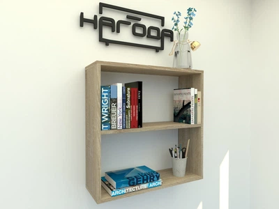 Полиця навісна книжкова, проста та зручна полиця для книг з ЛДСП ПК-46, колір Дуб Сонома