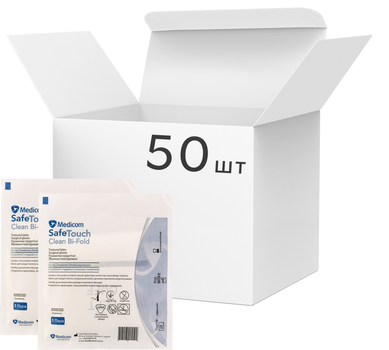 Перчатки хирургические латексные стерильные, текстурированные Medicom SafeTouch Clean Bi-Fold опудренные 50 пар № 8.5 (1133-F)