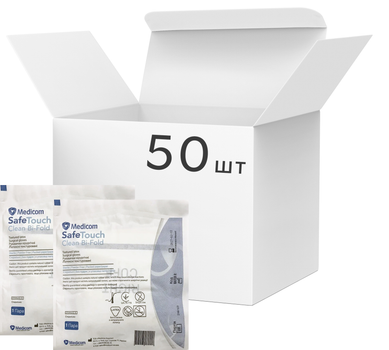 Перчатки хирургические латексные стерильные, текстурированные Medicom SafeTouch Clean Bi-Fold неопудренные 50 пар № 6 (1134-A)