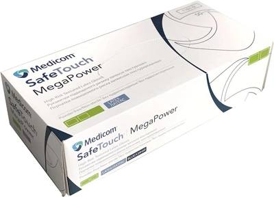 Перчатки медицинские повышенного риска латексные текстурированные, нестерильные Medicom SafeTouch Megapower High risk неопудренные синие 25 пар № XL (1101-E)