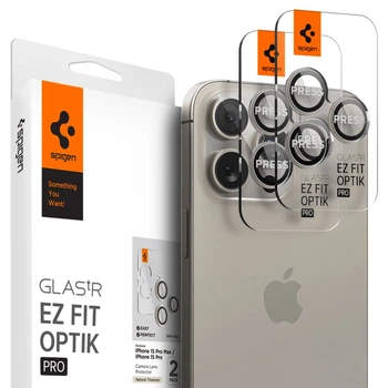 Защитное стекло на камеру Spigen EZ Fit Optik 2-Pack для iPhone 16 Pro/16 Pro Max/17 Pro/17 Pro Max Natural Titanium (AGL07163)