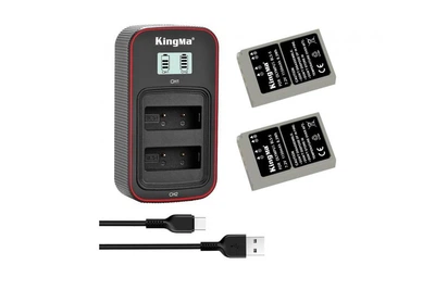 3-Pack BLS-5 комплект из 2 аккумуляторов KingMa для Olympus BLS-5 и двойного зарядного устройства