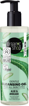 Delikatny oczyszczający żel myjący Organic Shop do wszystkich rodzajów skóry Awokado i Aloes 200 ml (4743318140735)