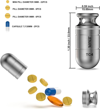 Преміальний контейнер для пігулок Jeinapa Small Pill Holder Keychain Medium