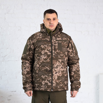 Куртка зимова Піксель софтшелл з підкладкою Omni-Heat, чоловіча утеплена камуфляжна куртка 50
