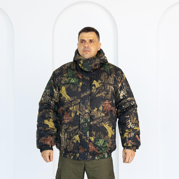 Бушлат камуфляжный зимний темный Клен на флисе и синтепоне, мужская зимняя куртка на резинке 56
