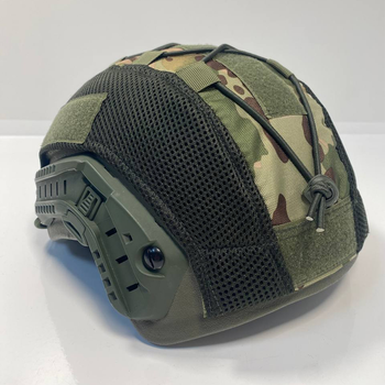 Кавер на каску FAST M-KET Мультикам ВСУ военный чехол на шлем с резинкой боковыми стропами и липучками для шевронов универсальный размер L-XL