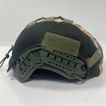 Кавер на каску FAST M-KET Пиксель ВСУ военный чехол на шлем с резинкой боковыми стропами и липучками для шевронов универсальный размер L-XL