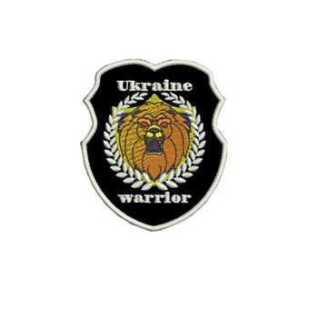 Шеврон на липучці (велкро) Ukraine Warrior 10х8,5 см Чорний 7013