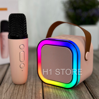 Портативна Bluetooth колонка 2в1 з RGB-підсвіткою K12, 10W колонка-караоке з мікрофоном