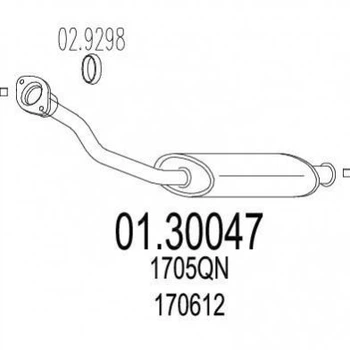 Глушник середній MTS 0130047 Citroen Berlingo; Peugeot Partner 170612, 1705QN