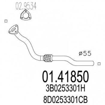 Труба глушителя MTS 0141850 Audi A6, A4; Volkswagen Passat; Skoda Superb 3B0253301H, 8D0253301CB, 8D0253301CH