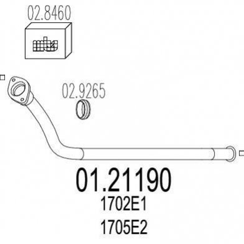 Труба глушника MTS 01.21190 Peugeot 806, Експерт; Citroen Jumpy; Fiat Scudo 1705E2, 1705E1, 1702E1