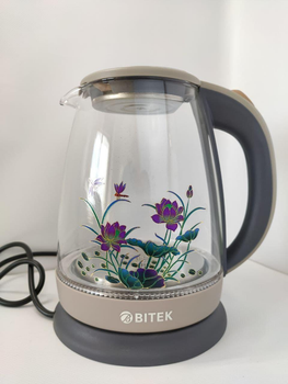 Електрочайник BITEK BT-3111 дисковий скляний з підсвічуванням 1,8 л 2400Вт