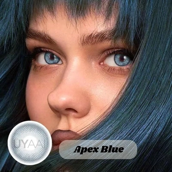 Линзы цветные без диоптрий голубые Apex Blue + контейнер для хранения