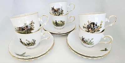 Сервиз кофейный Gloria fine porcelain Bavaria Handwork Bayreuth Made in Germany Охота 12 предметов, 250мл